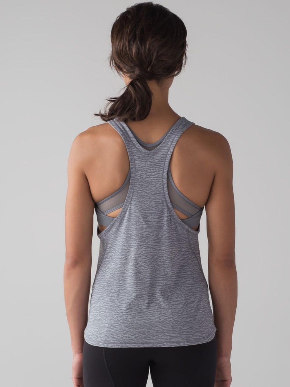 Lululemon Glide & Stride Tank Sheer Luon Pebble Jacquard V2 Arctic Grey Size 12